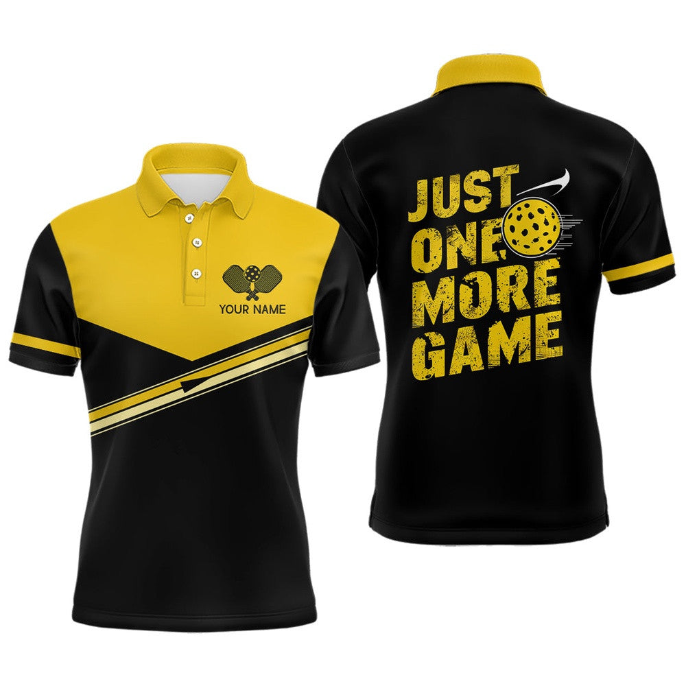 Just One More Game Custom Yellow Pickleball Polo Shirts For Men, Pickleball Uniform Apparel, Pickleball Polo Shirts