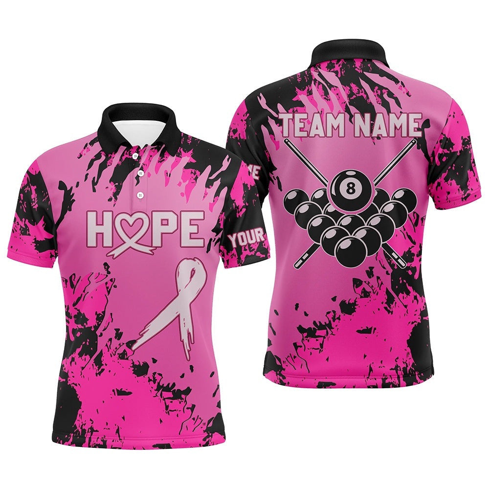 Breast Cancer Awareness Pink Camo Billiard Polo Shirts Custom Billiard Polo, Personalized Billiard Polo Shirt