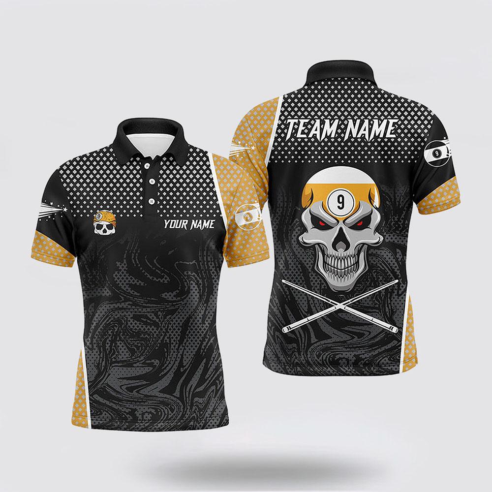 Billiard Polo Shirts, Billiard 9 Ball Skull Smokey, Billiard Shirt Designs