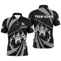 Grey And Black 8 Ball Pool Fire Custom Billiard Shirt, Billiard Apparel Polo, Personalized Billiard Polo Shirt