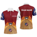Bowling Shirt With Name Polo Bowling Polo Shirt For Men Flame Bowling Shirt Unisex, Personalized Bowling Team Shirt