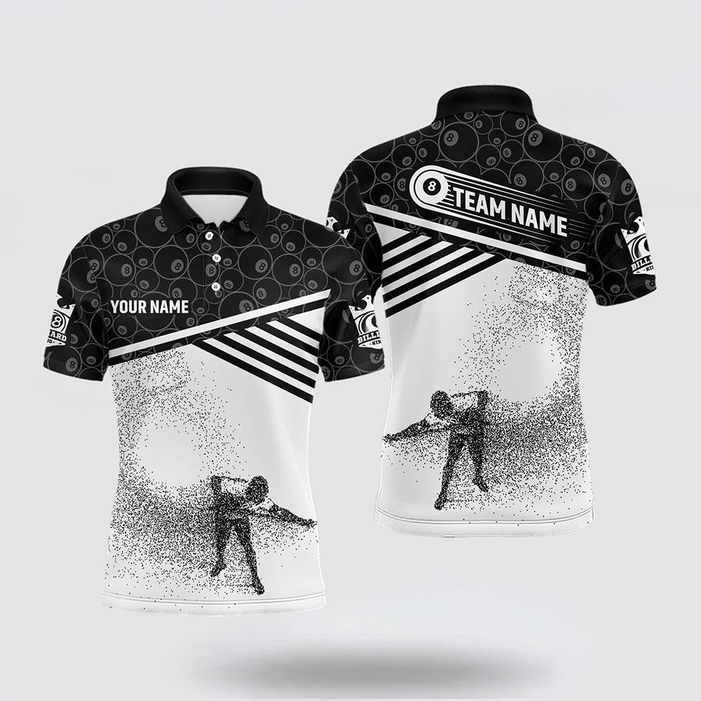 Billiard Polo Shirts, 8 Ball Pattern Billiard Polo Shirts Pool Player Billiards Jerseys, Billiard Shirt Designs