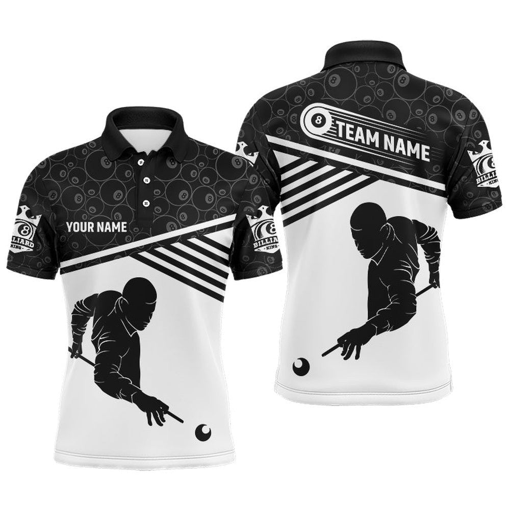 Custom 8 Ball Pool Pattern Billiard Player Polo, Personalized Billiard Polo Shirt