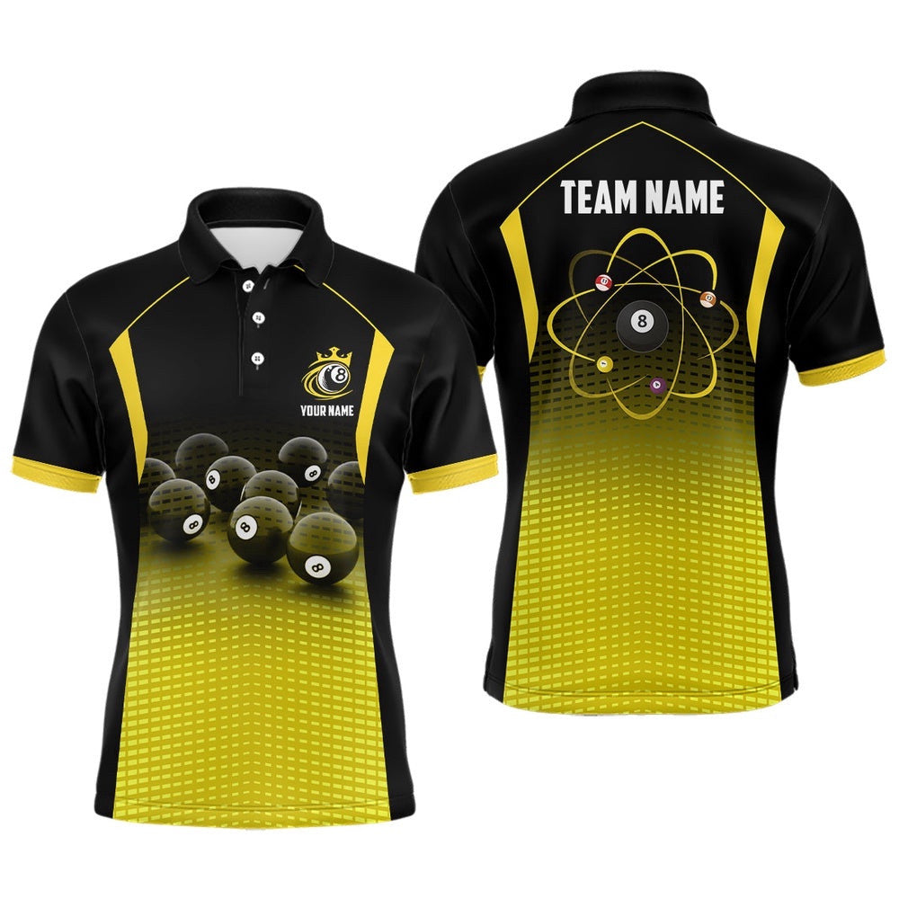 Billiard Balls Pool With Yellow Black Gradient Billiards Team Shirts, Personalized Billiard Polo Shirt