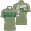 Hit 'Em Long & Straight Golf Course Pattern Polo Shirts Custom Green Golf Shirts For Men, Golf Polo Shirt, Golf Shirts