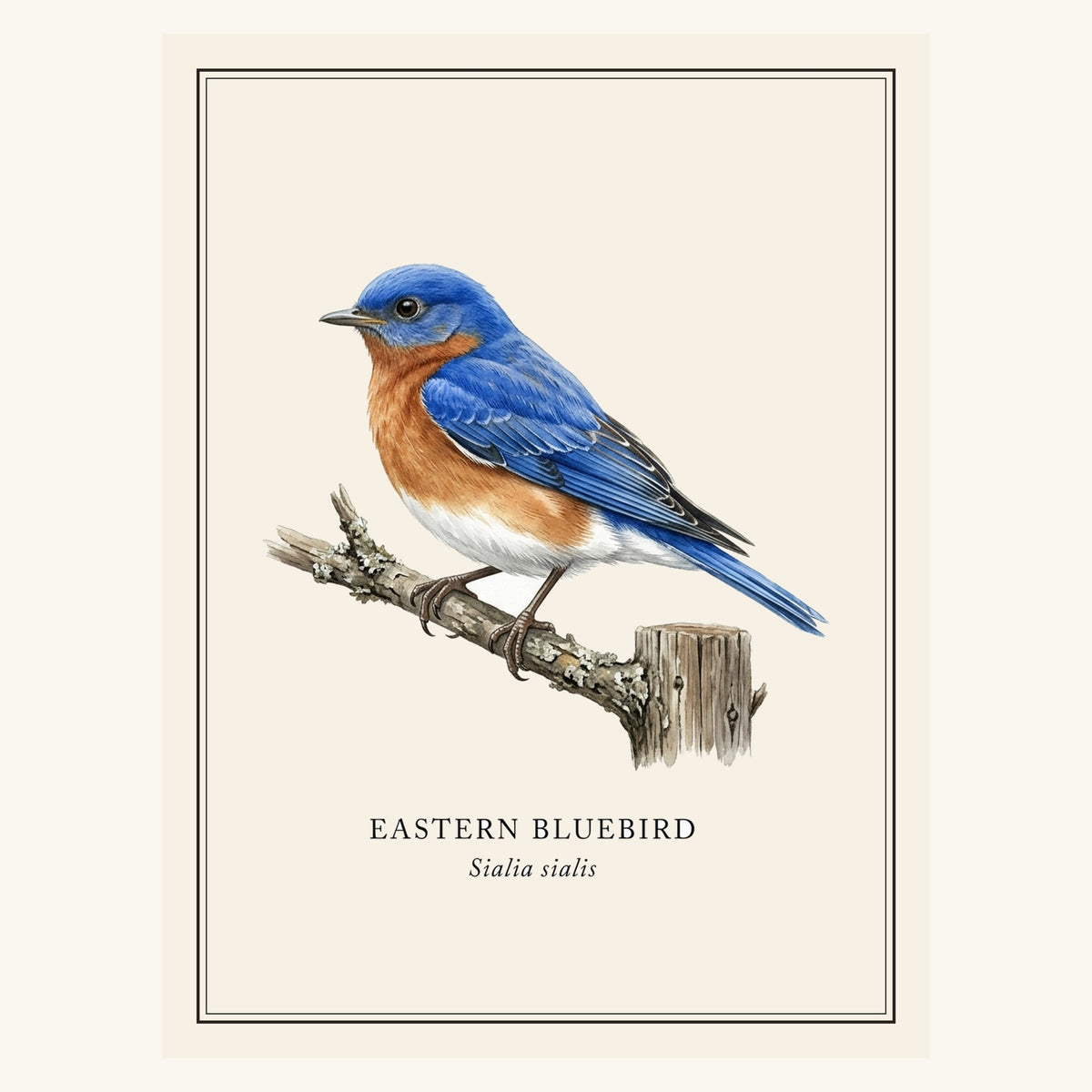 Eastern Bluebird (Sialia sialis) field-guide plate design – full print