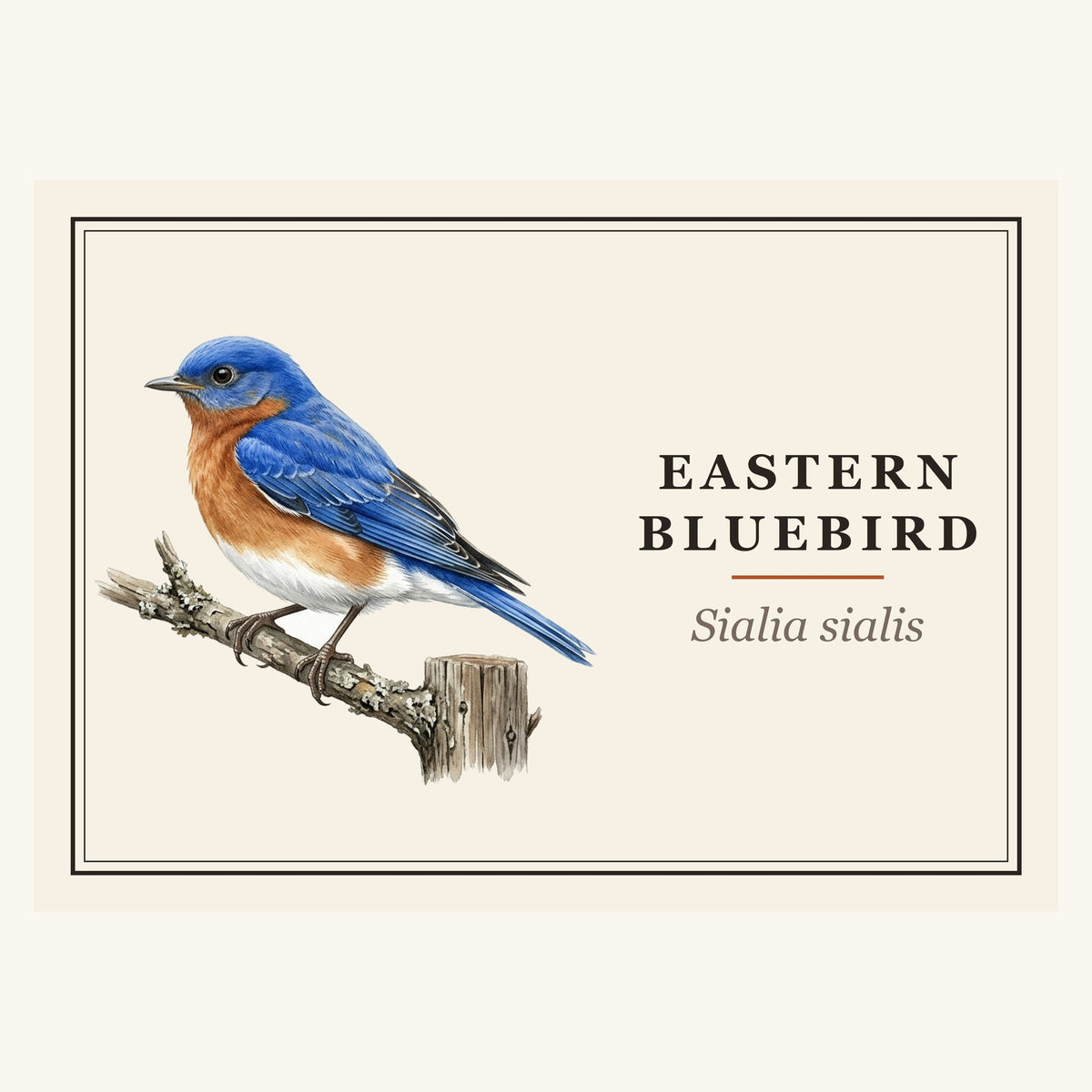 Eastern Bluebird (Sialia sialis) field-guide plate design – full print