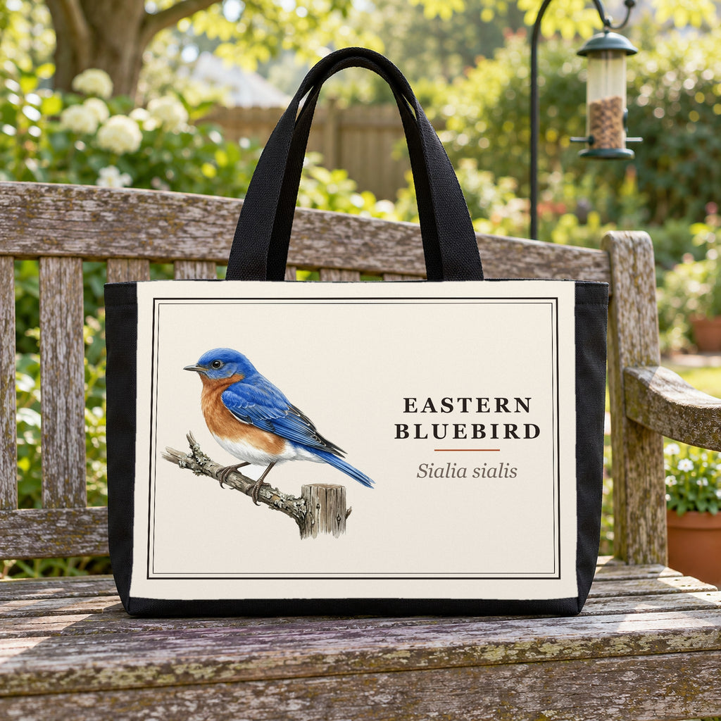 Eastern Bluebird field guide canvas tote bag