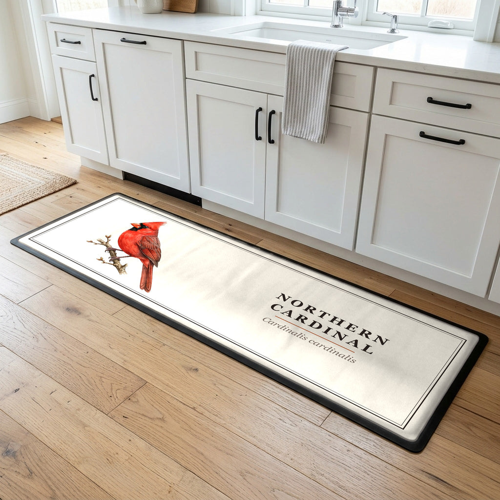 Northern Cardinal field guide kitchen mat
