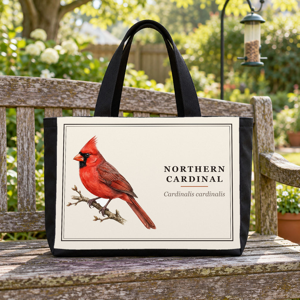 Northern Cardinal field guide canvas tote bag