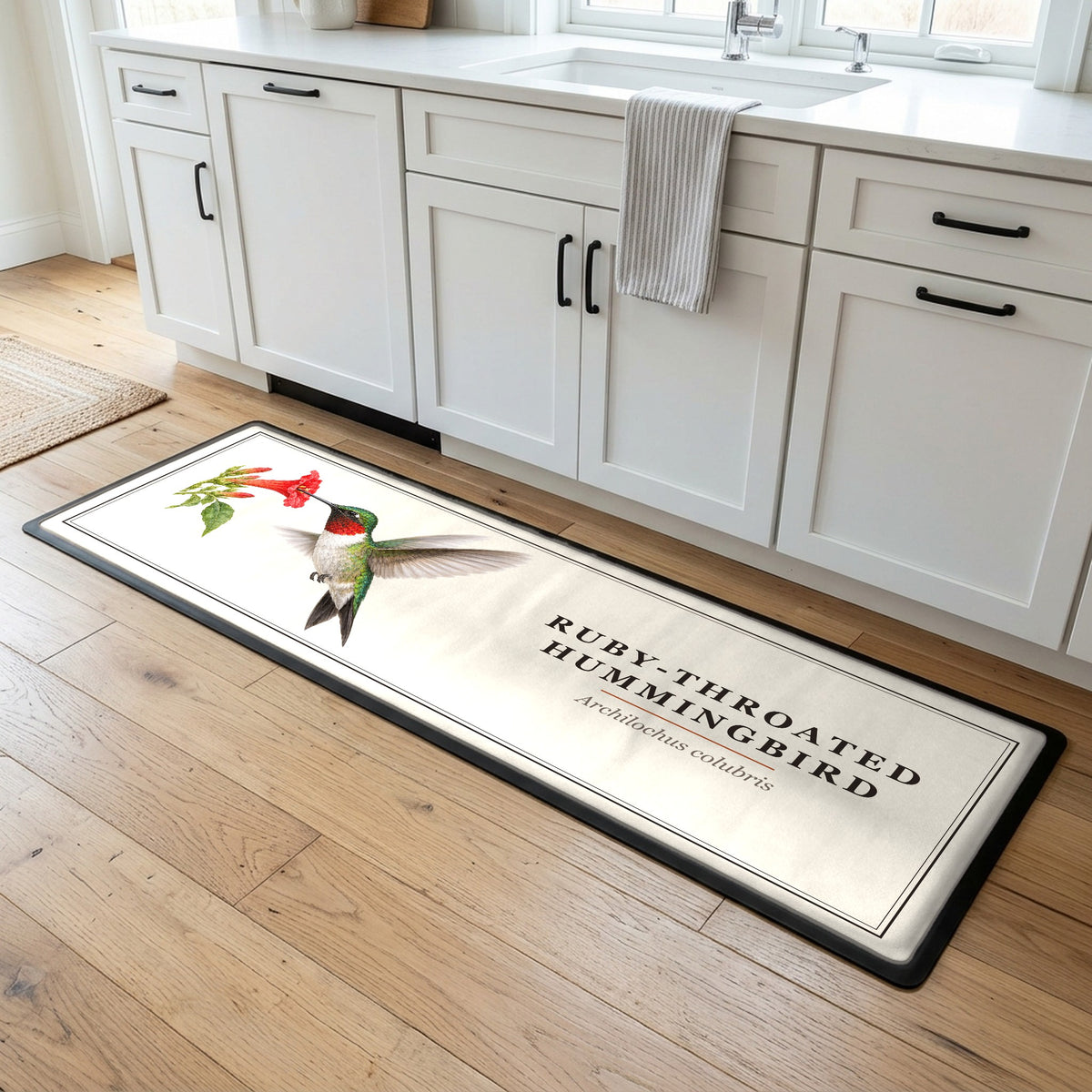 Ruby-throated Hummingbird field guide kitchen mat