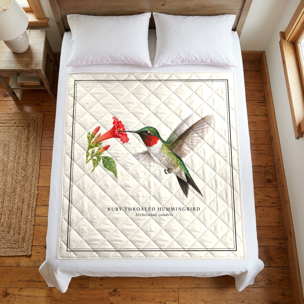Ruby-throated Hummingbird field guide quilt