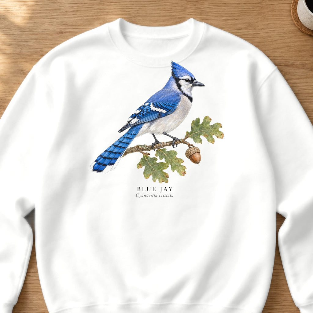 Blue Jay Field Guide Crewneck Sweatshirt – White