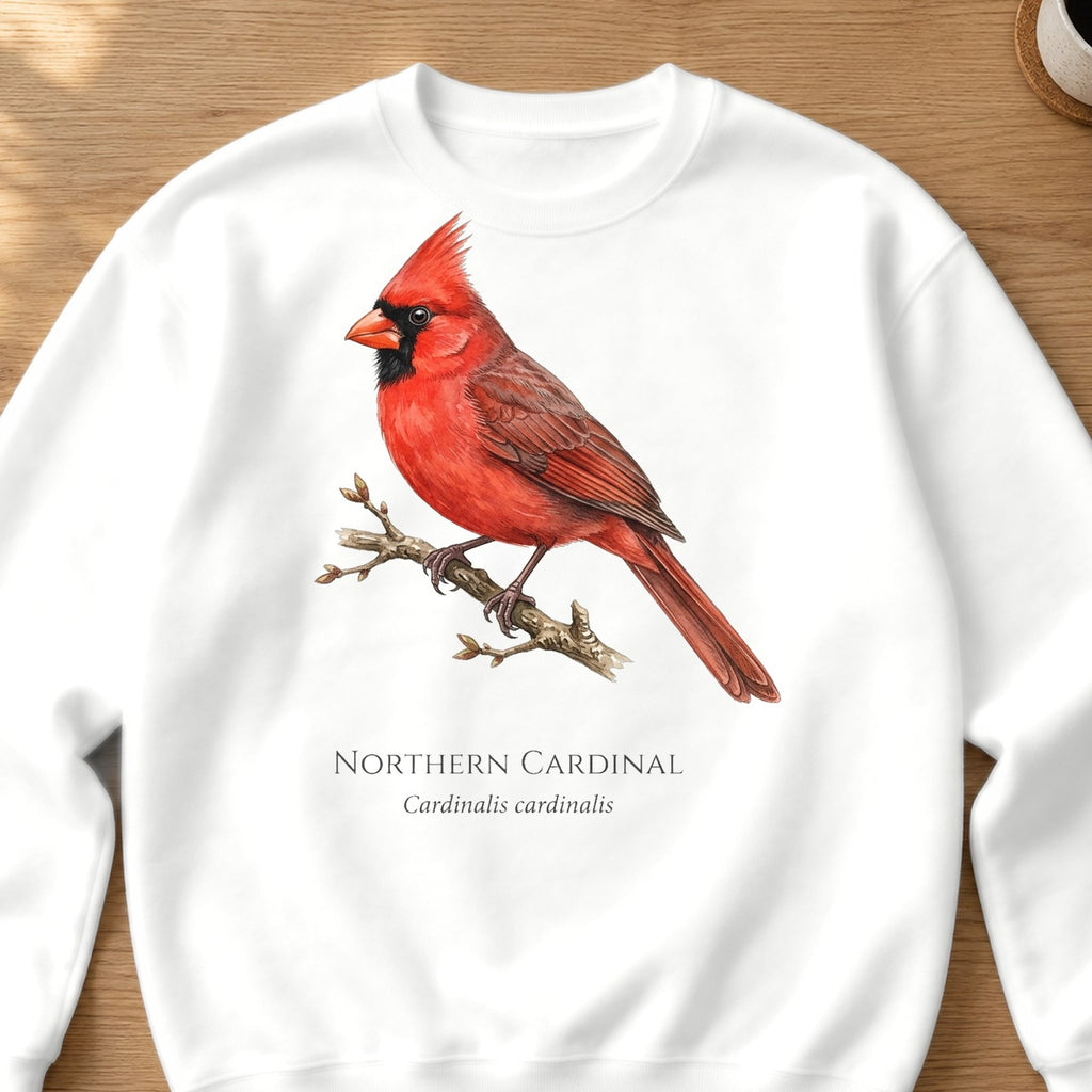 Northern Cardinal Field Guide Crewneck Sweatshirt – White
