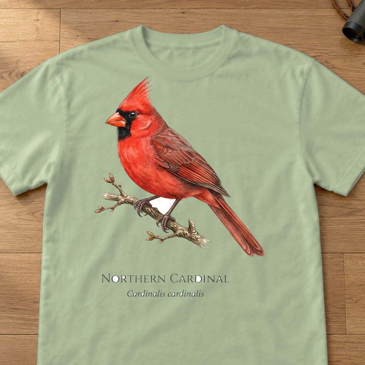 Northern Cardinal Field Guide Comfort Colors T-Shirt – Light Green