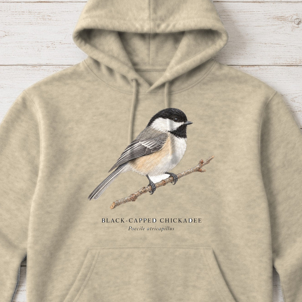 Black-capped Chickadee Field Guide Hoodie – Sand