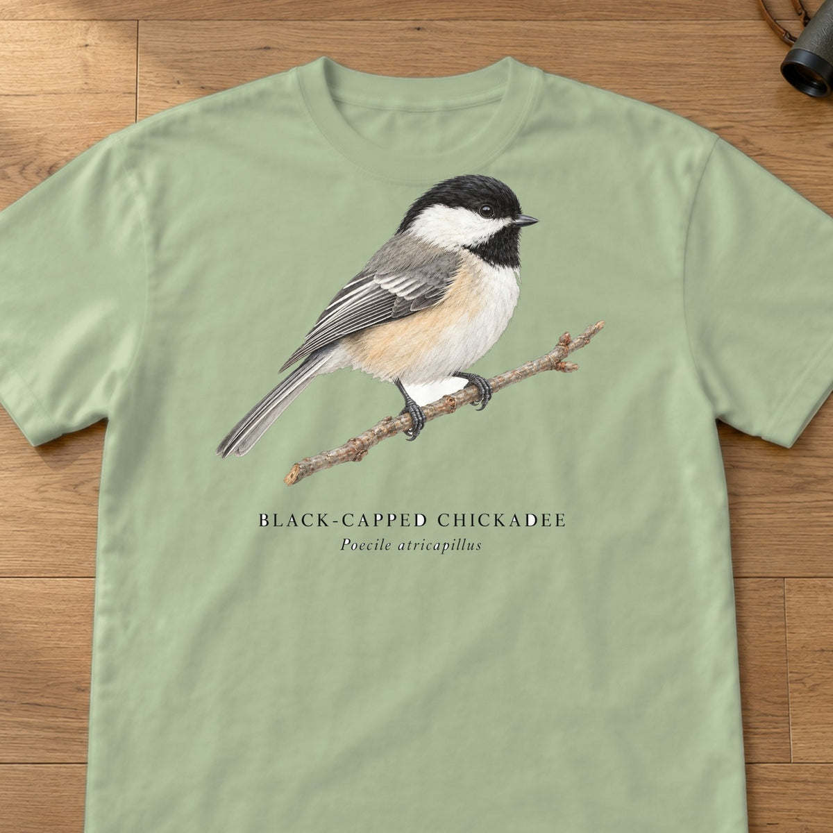 Black-capped Chickadee Field Guide Comfort Colors T-Shirt – Light Green