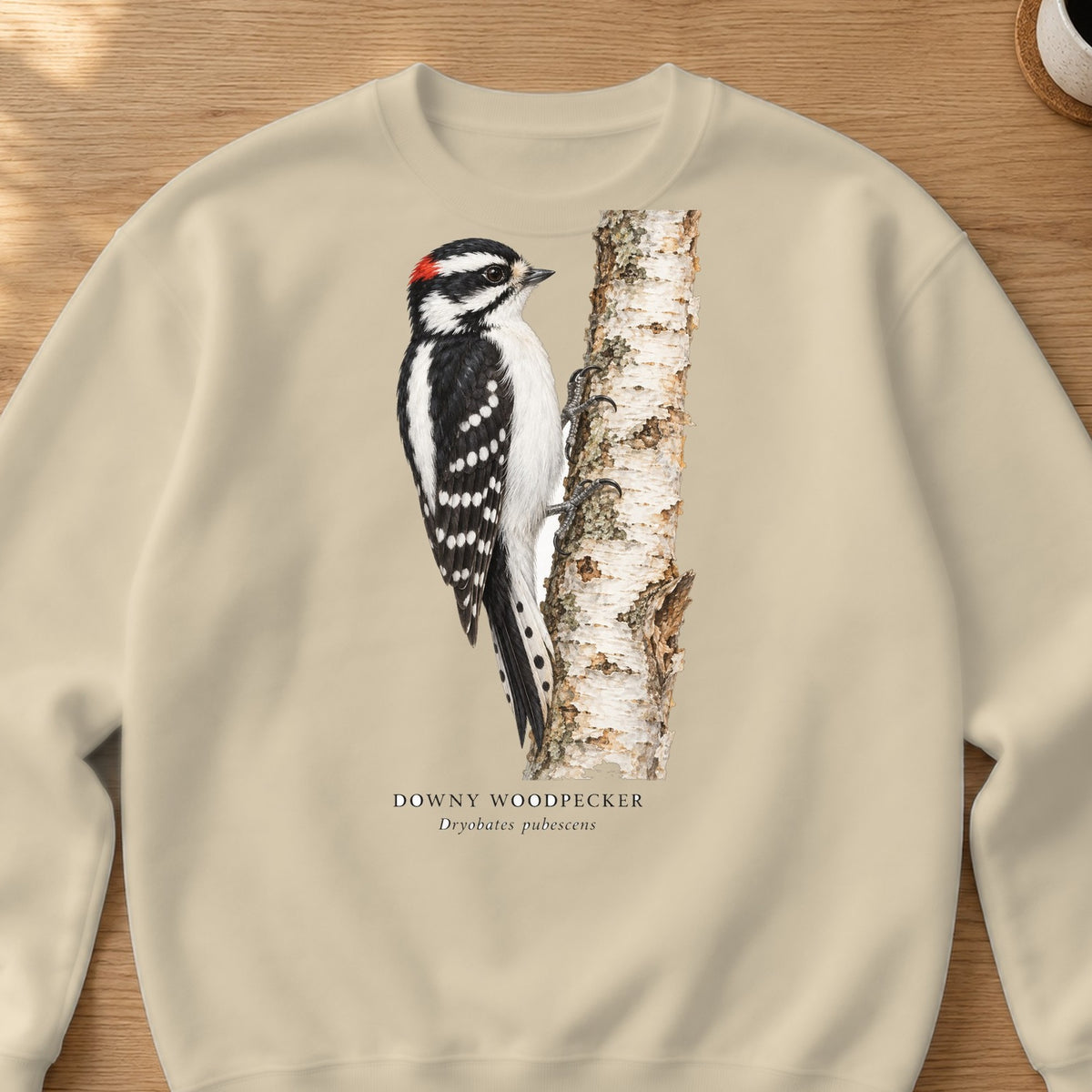 Downy Woodpecker Field Guide Crewneck Sweatshirt – Sand