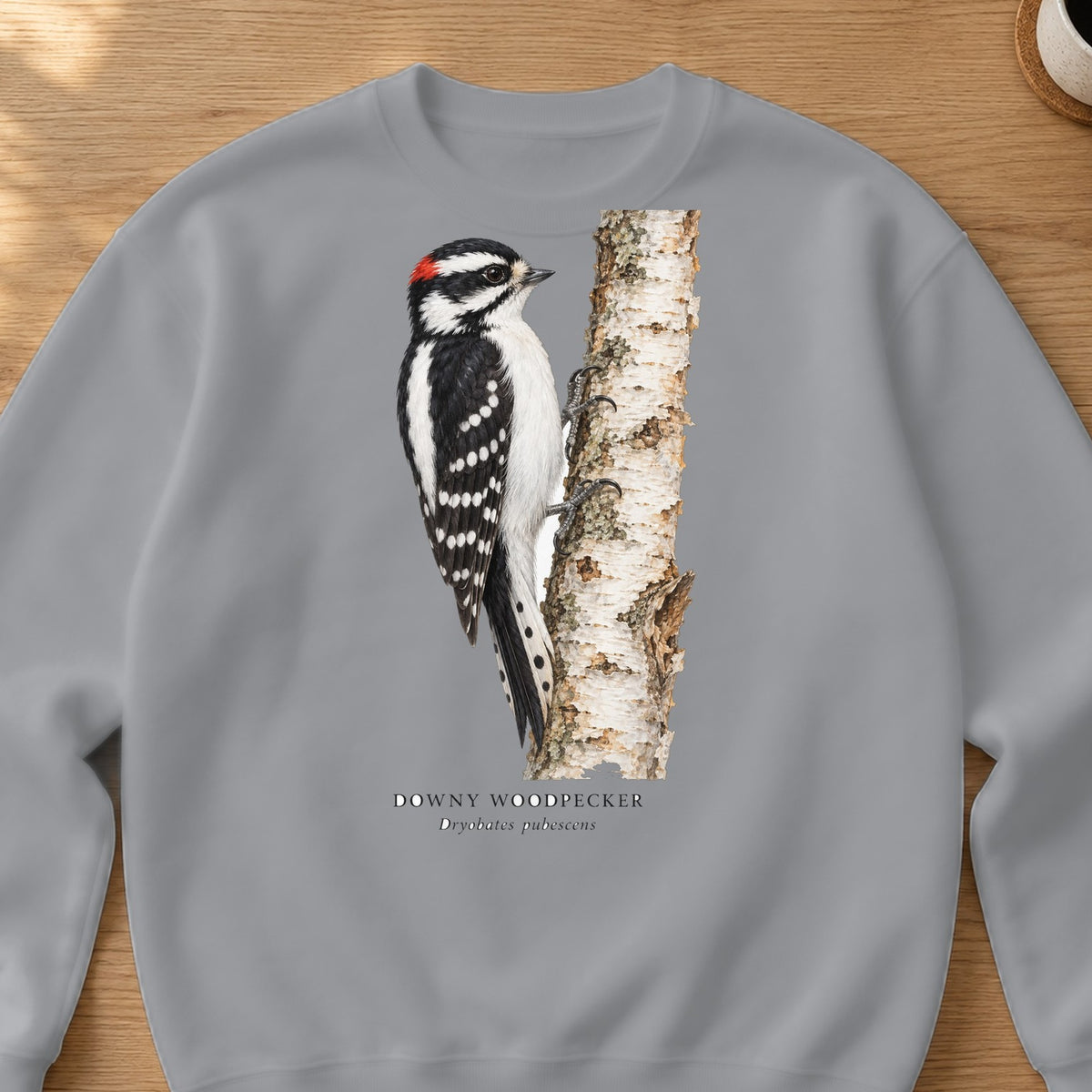 Downy Woodpecker Field Guide Crewneck Sweatshirt – Sport Grey