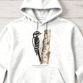 Downy Woodpecker Field Guide Hoodie – White