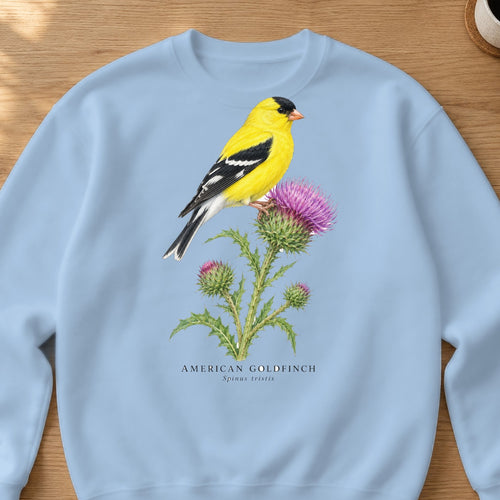 American Goldfinch Field Guide Crewneck Sweatshirt – Light Blue