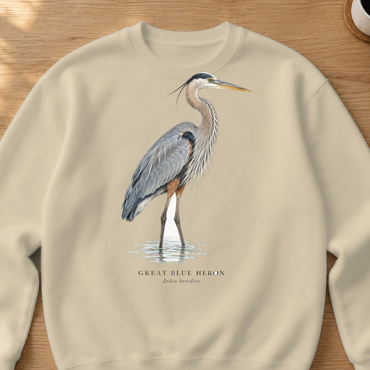 Great Blue Heron Field Guide Crewneck Sweatshirt – Sand