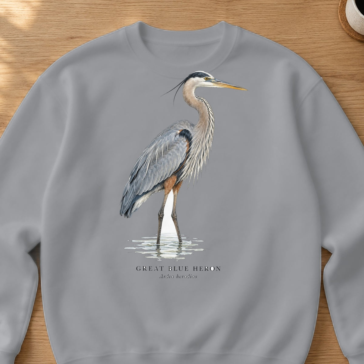 Great Blue Heron Field Guide Crewneck Sweatshirt – Sport Grey