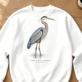 Great Blue Heron Field Guide Crewneck Sweatshirt – White