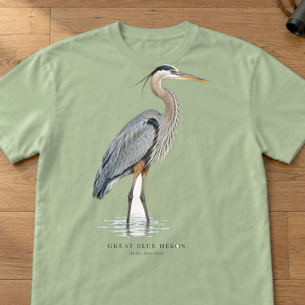 Great Blue Heron Field Guide Comfort Colors T-Shirt – Light Green
