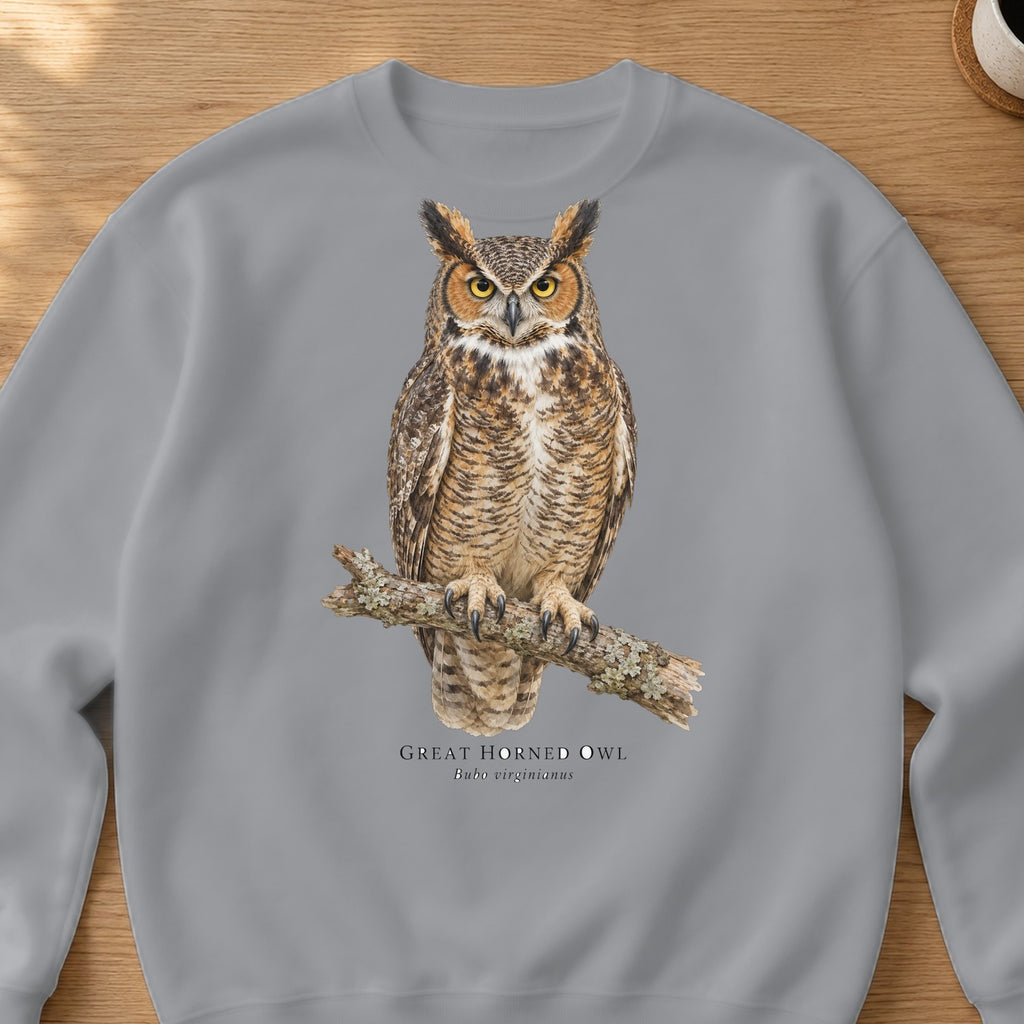 Great Horned Owl Field Guide Crewneck Sweatshirt – Sport Grey