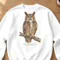 Great Horned Owl Field Guide Crewneck Sweatshirt – White