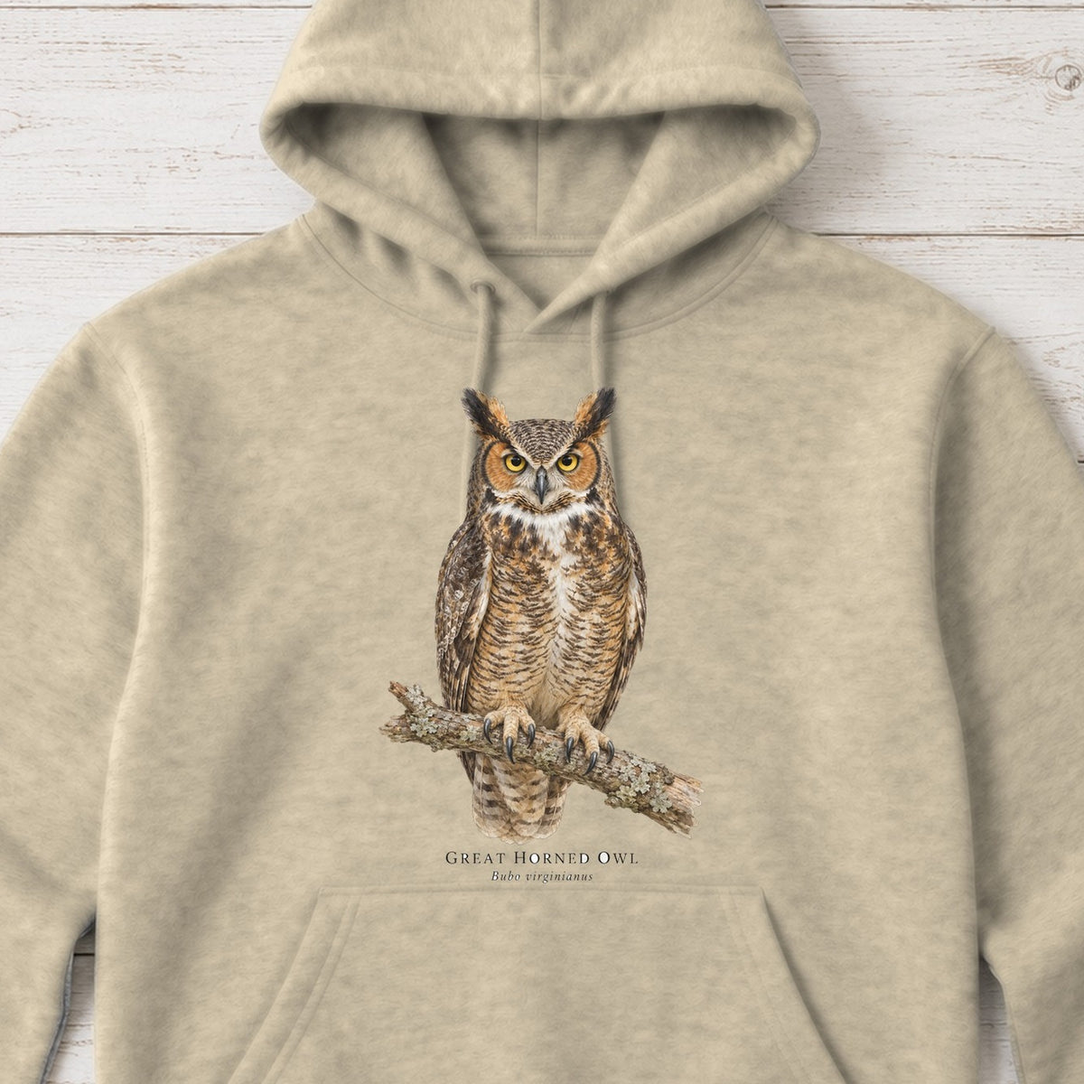 Great Horned Owl Field Guide Hoodie – Sand