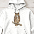 Great Horned Owl Field Guide Hoodie – White