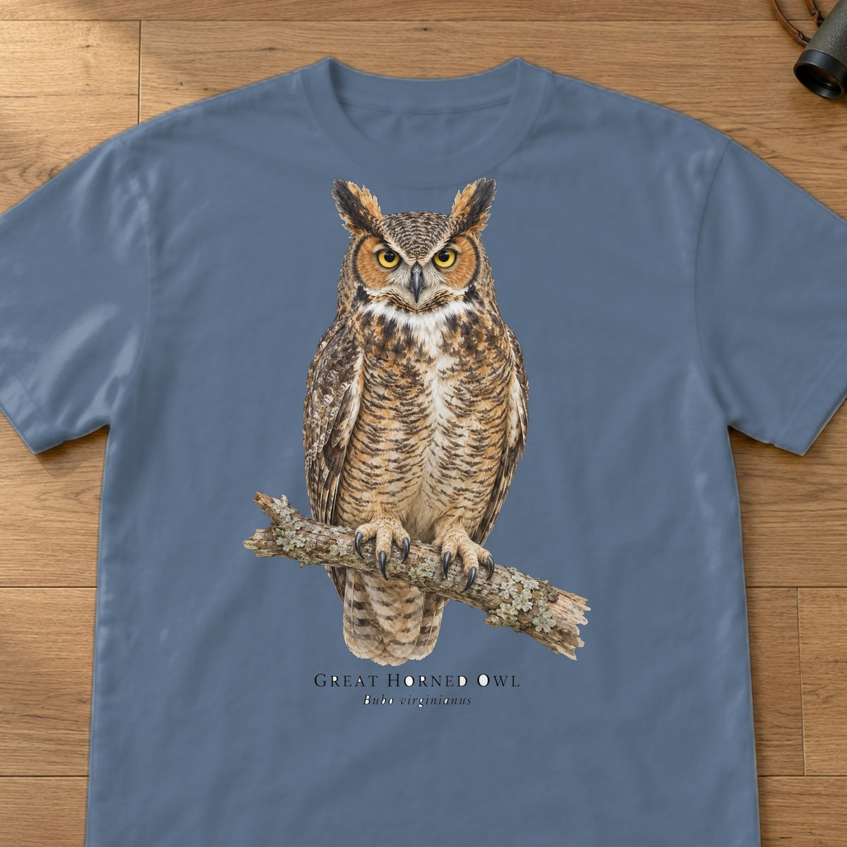 Great Horned Owl Field Guide Comfort Colors T-Shirt – Blue Jean