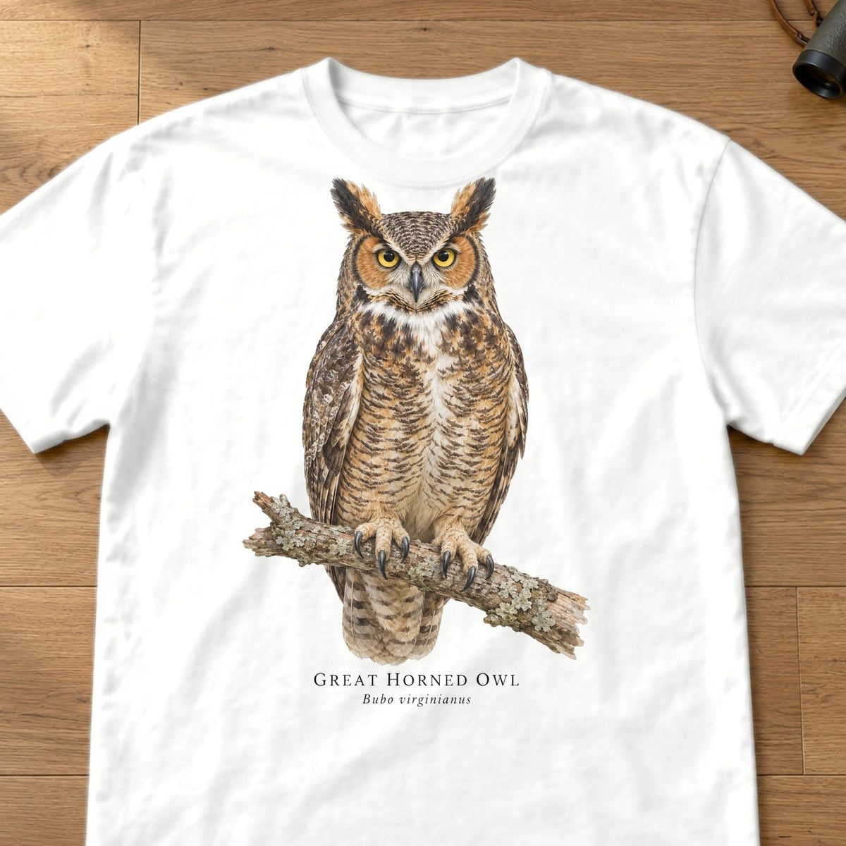 Great Horned Owl Field Guide Comfort Colors T-Shirt – White