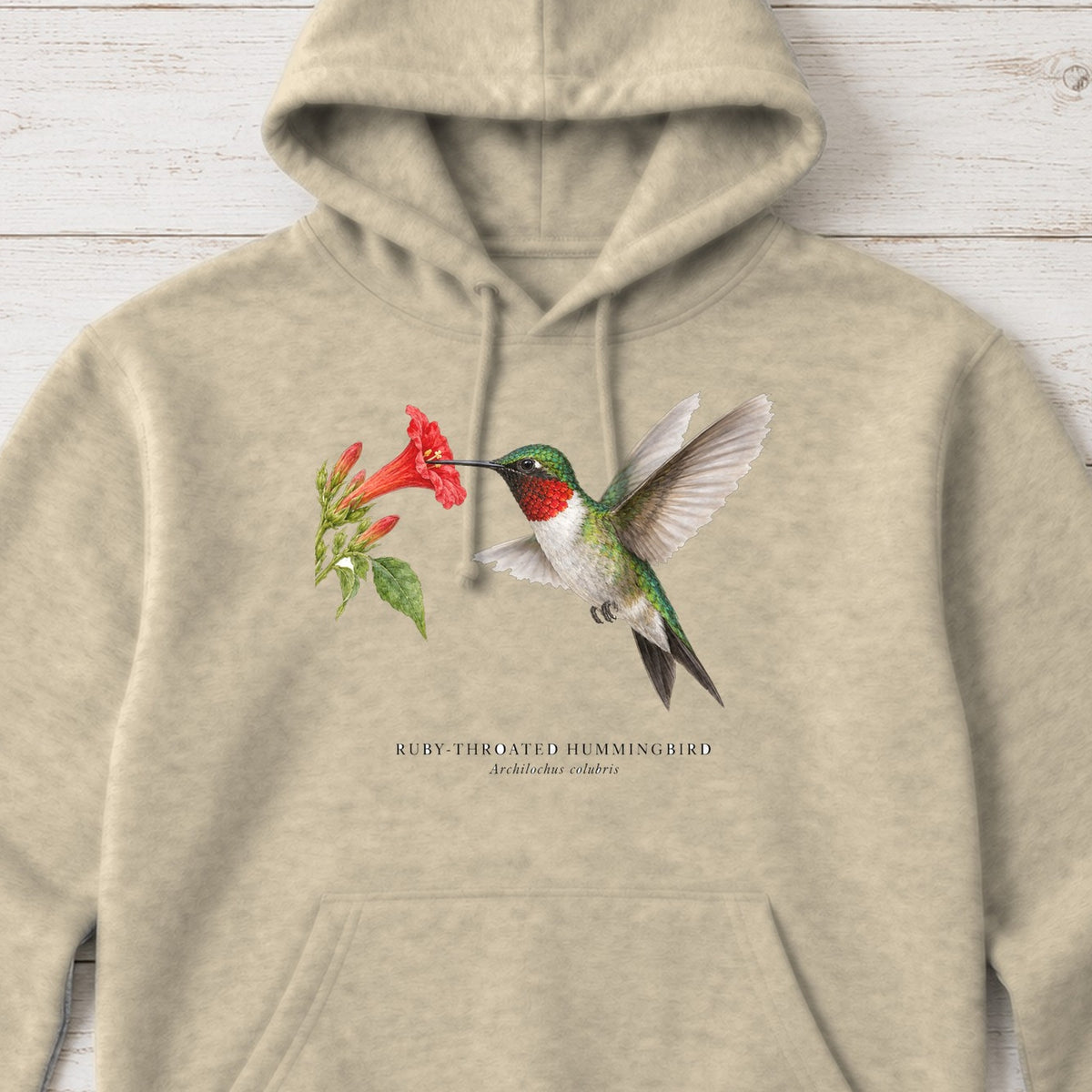 Ruby-throated Hummingbird Field Guide Hoodie – Sand