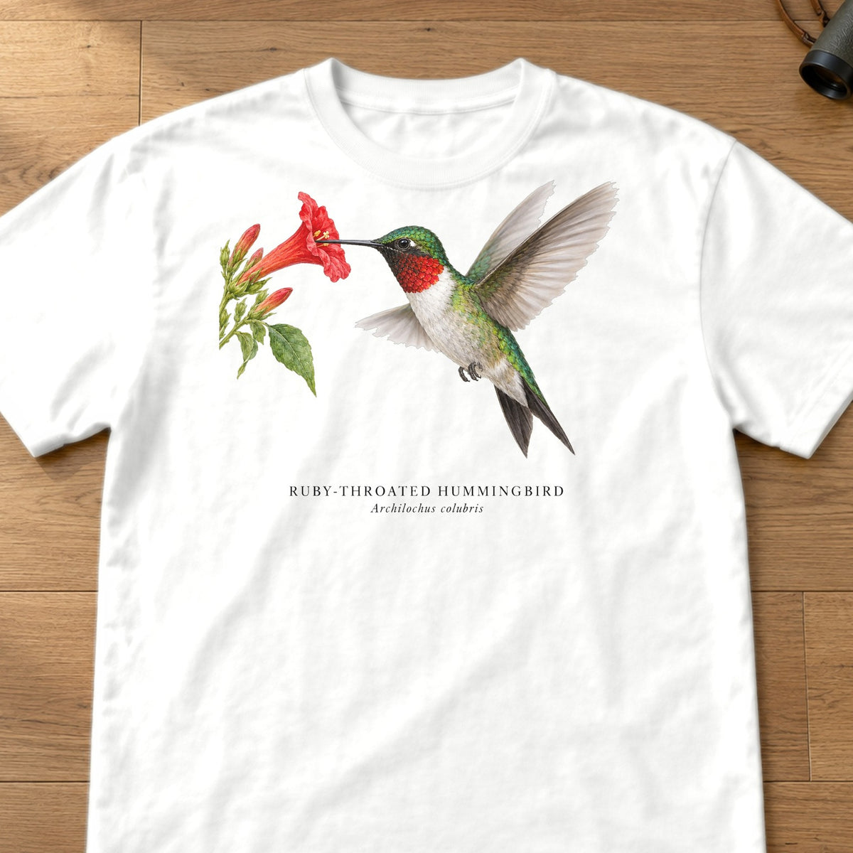 Ruby-throated Hummingbird Field Guide Comfort Colors T-Shirt – White
