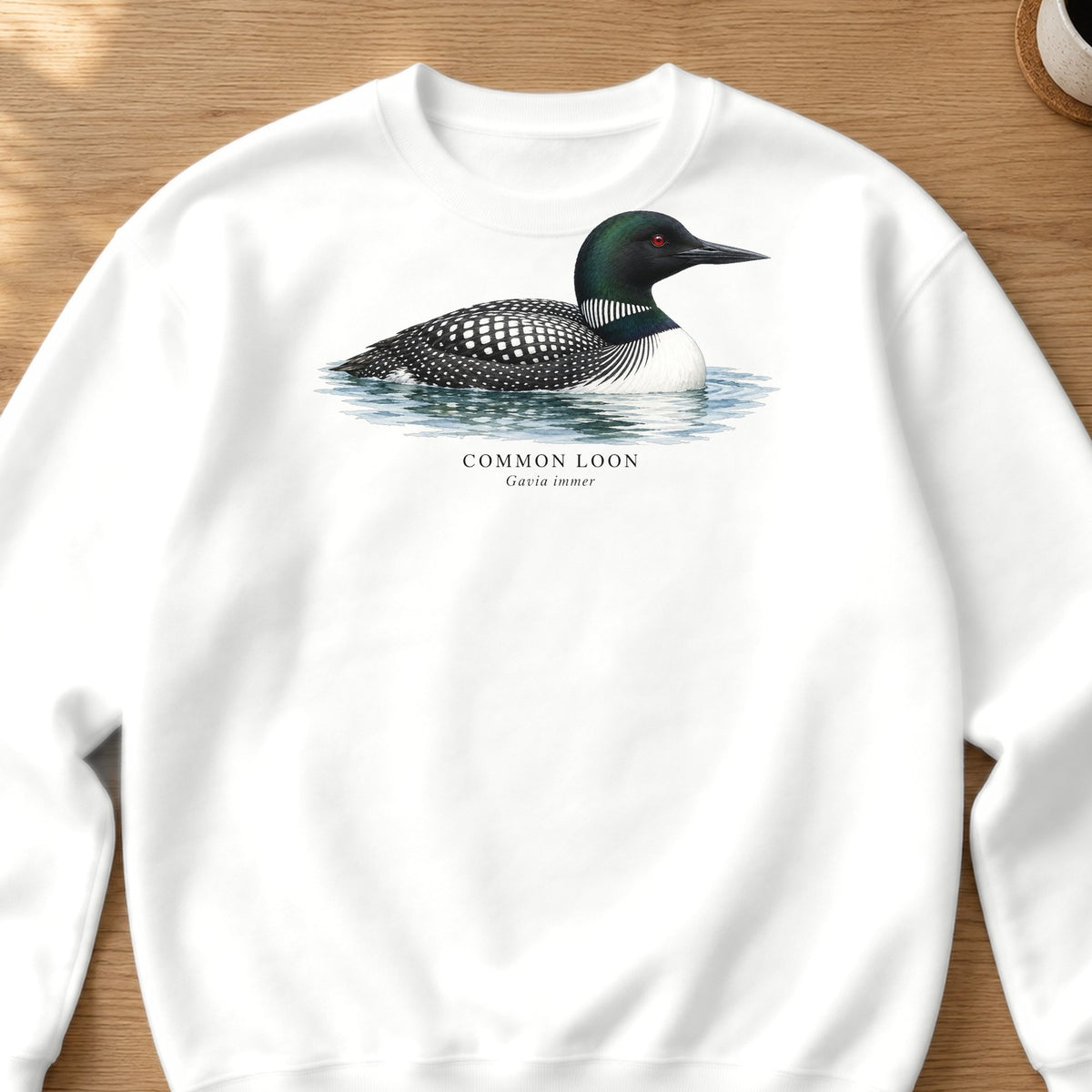 Common Loon Field Guide Crewneck Sweatshirt – White