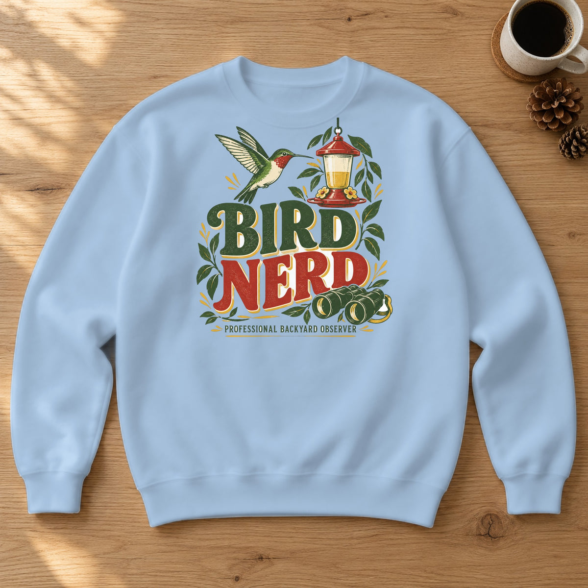Bird Nerd Crewneck Sweatshirt – Light Blue