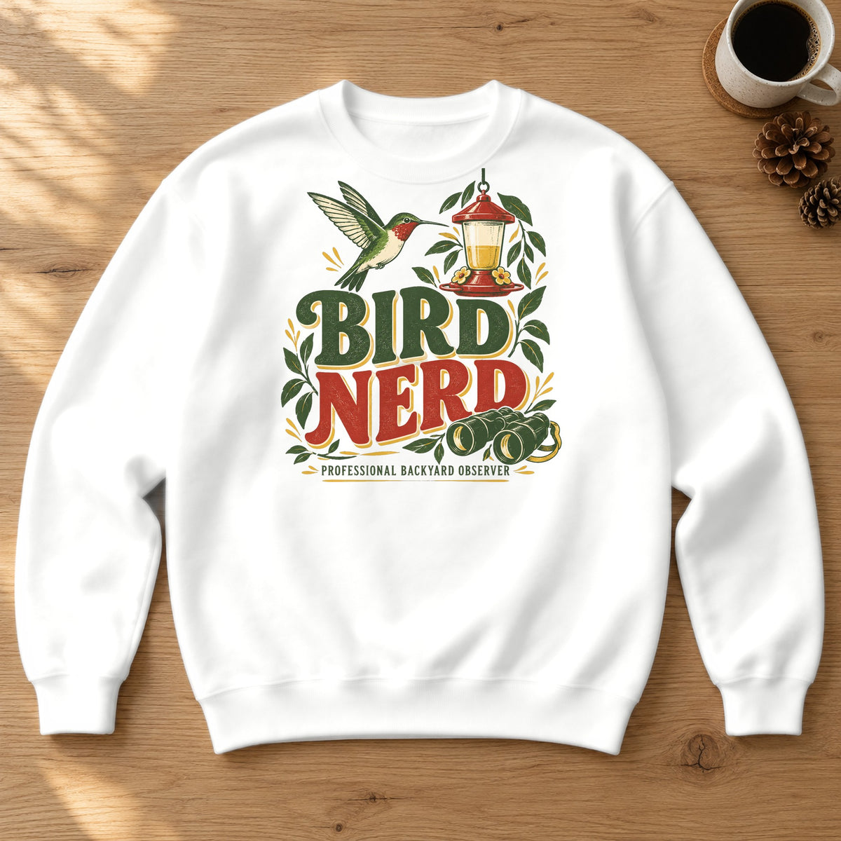 Bird Nerd Crewneck Sweatshirt – White