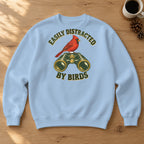 Easily Distracted by Birds Crewneck Sweatshirt – Light Blue