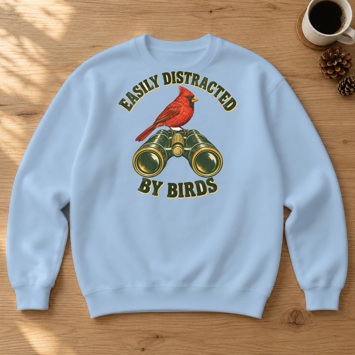 Easily Distracted by Birds Crewneck Sweatshirt – Light Blue