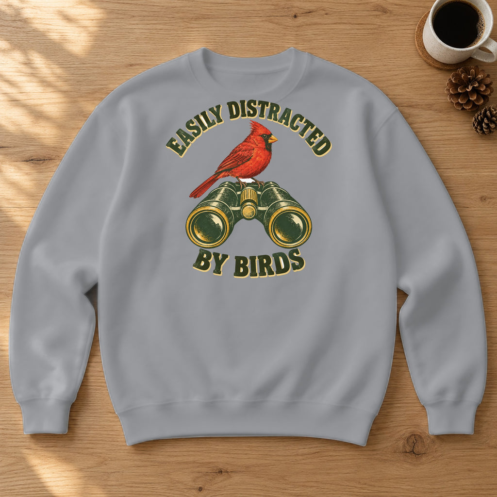 Easily Distracted by Birds Crewneck Sweatshirt – Sport Grey
