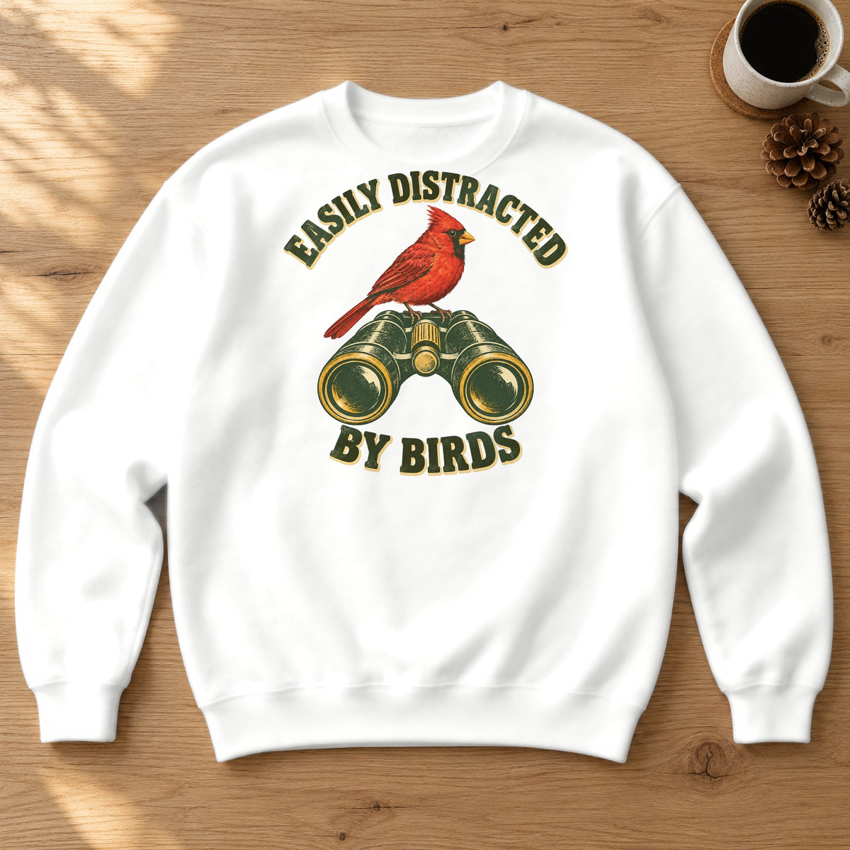 Easily Distracted by Birds Crewneck Sweatshirt – White