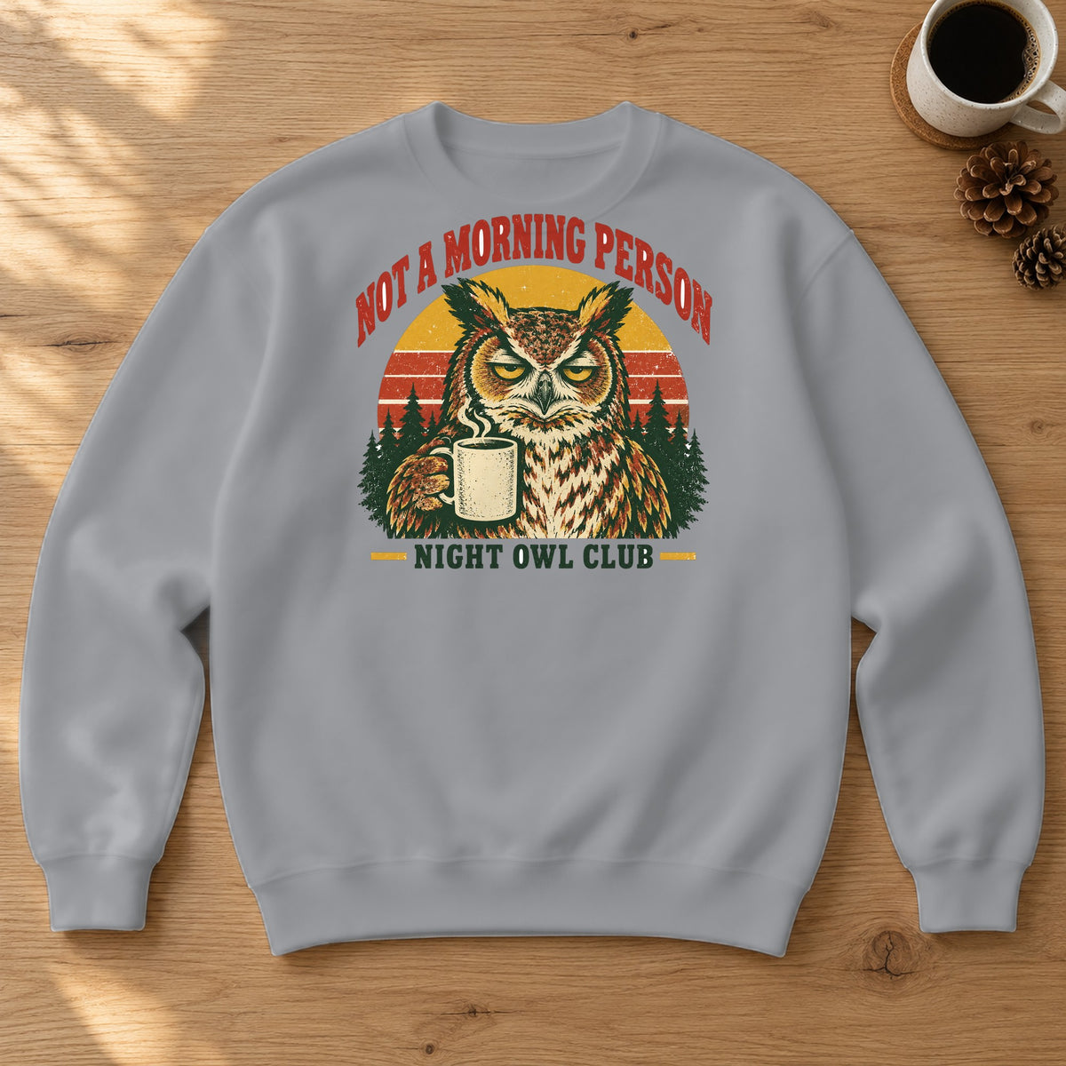 Not a Morning Person — Night Owl Club Crewneck Sweatshirt – Sport Grey