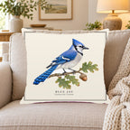 Blue Jay Field Guide Throw Pillow Cover