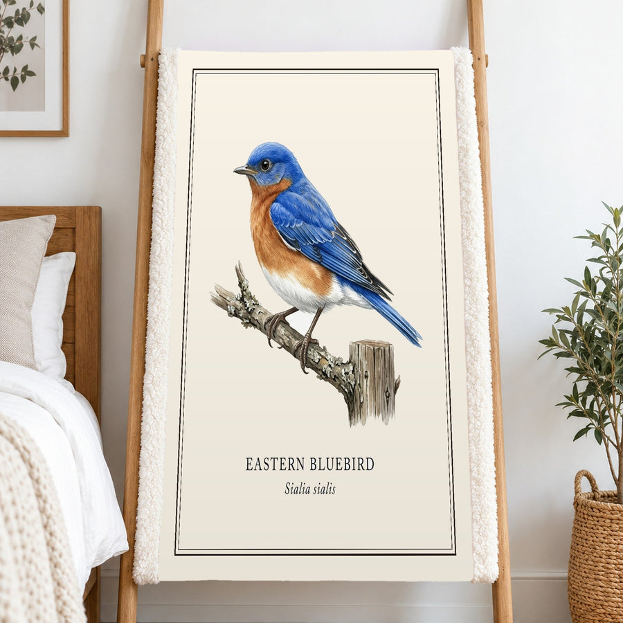 Eastern Bluebird Field Guide Sherpa Blanket