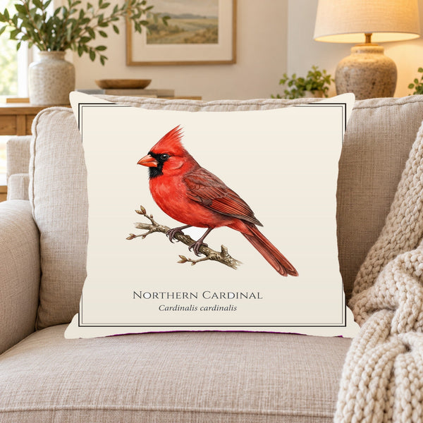Northern Cardinal Field Guide Throw Pillow Cover