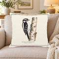 Downy Woodpecker Field Guide Throw Pillow Cover