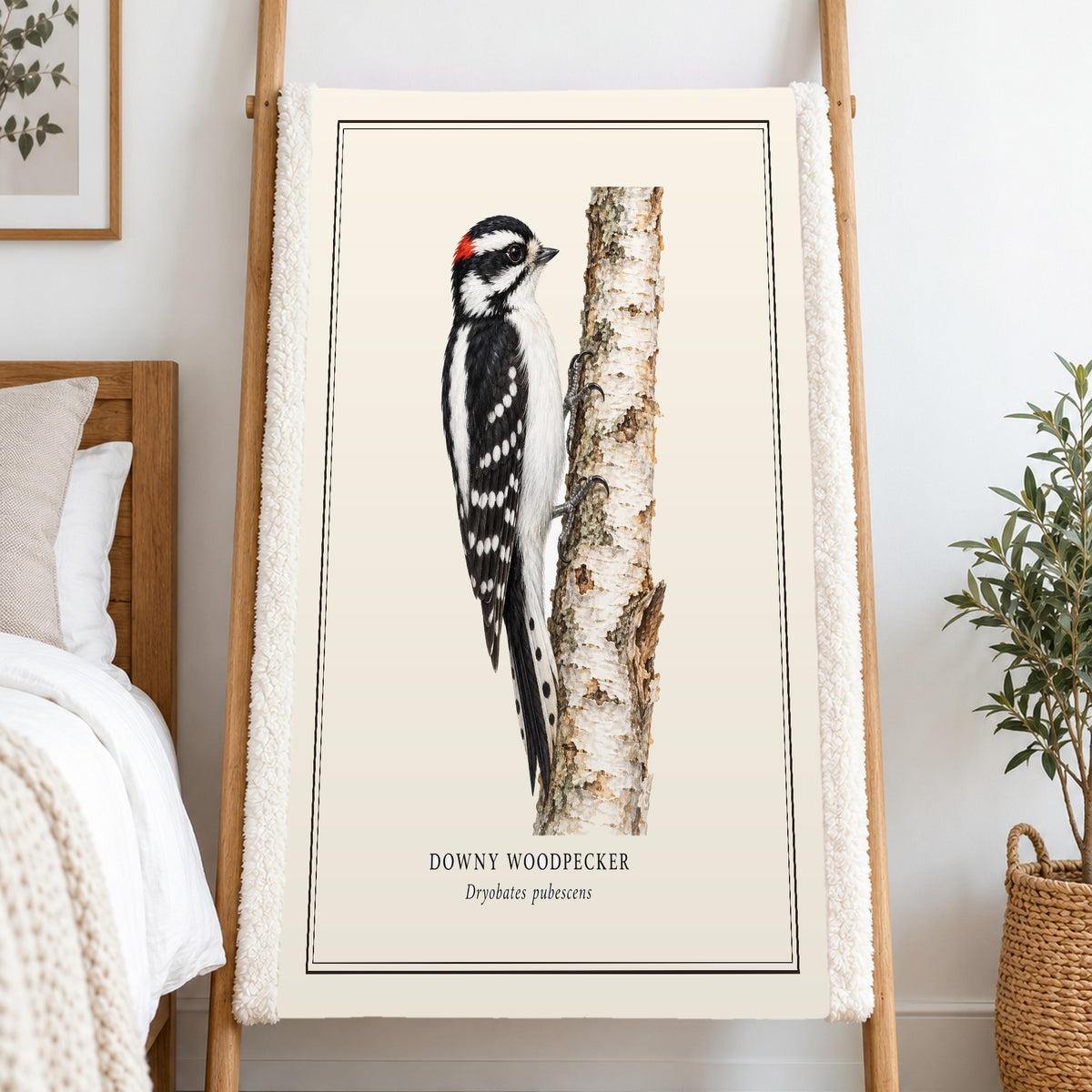 Downy Woodpecker Field Guide Sherpa Blanket